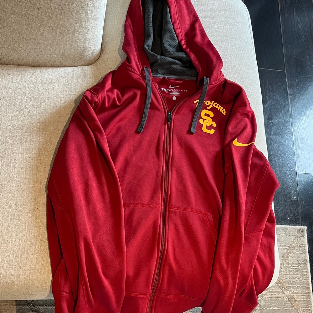 Nike Red and Gold USC Trojans Zip Hoodie
